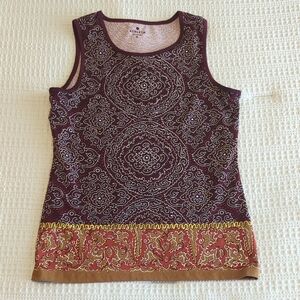 Athleta Purple Brown Graphic Sleeveless Tank Top
